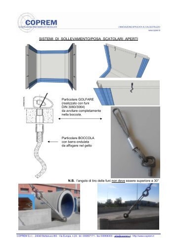 Scheda tecnica sistema di sollevamento/posa (scatolare ... - Coprem