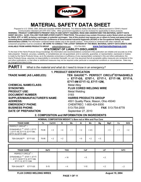 MSDS - The Harris Products Group