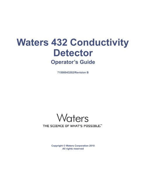 Waters 432 Conductivity Detector Operator's Guide