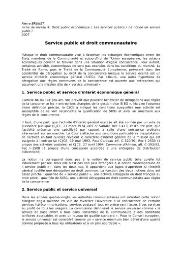 Service public et droit communautaire