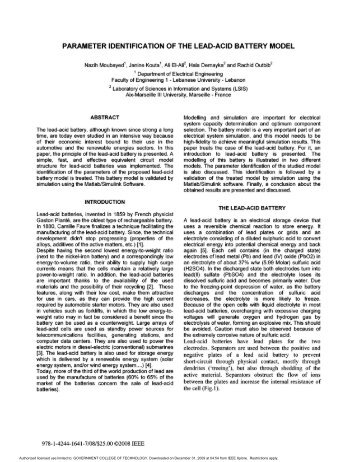 parameter identification of the lead-acid battery model