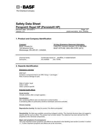 MSDS PERAPRET REPEL HP - Prismadye