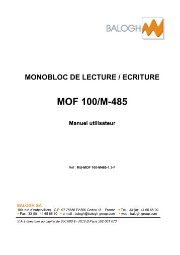 MOF 100/M-485 - Balogh technical center