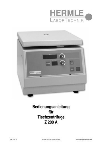 Hermle Labortechnik GmbH Siemensstrasse 25 78564 ... - Surplex