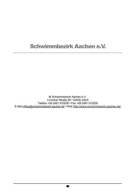 SCHWIMMBEZIRK AACHEN E.V. Alsdorfer Burg