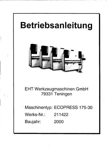 Maschinentyp: ECOPRESS 175-30 Werks-Nr.: 21 1422 ... - Surplex