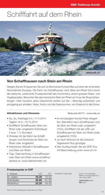 Freizeittipps Sommer 2013 - Ausflüge in der Ostschweiz ... - PostBus