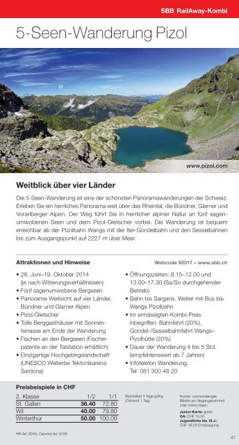 Freizeittipps Sommer 2013 - Ausflüge in der Ostschweiz ... - PostBus