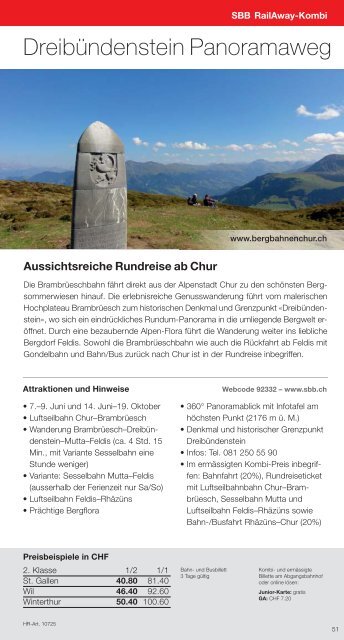 Freizeittipps Sommer 2013 - Ausflüge in der Ostschweiz ... - PostBus