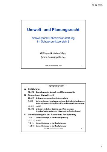 Umwelt- und Planungsrecht - Helmut Petz