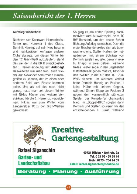 Ausgabe 1/2011 - Mannschaften