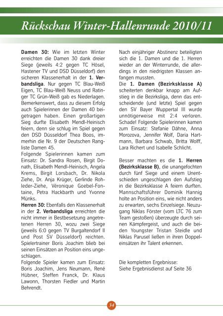 Ausgabe 1/2011 - Mannschaften