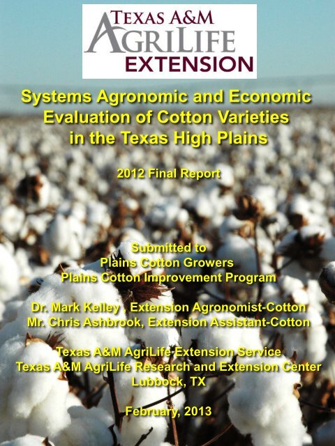 Systems Agronomic and Economic Evaluation of Cotton Varieties in ...