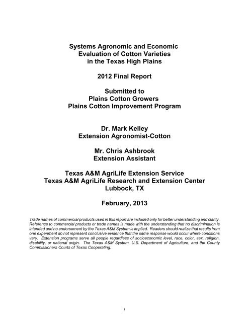 Systems Agronomic and Economic Evaluation of Cotton Varieties in ...