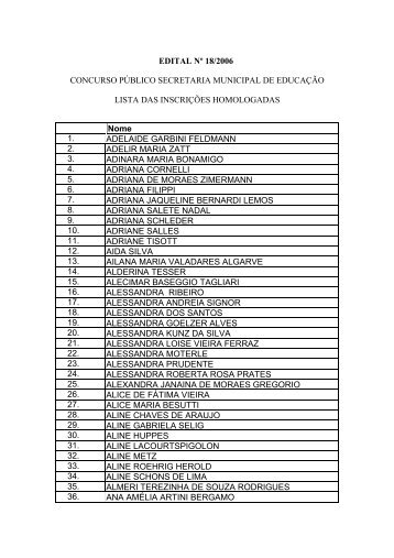 inscriÃ§Ãµes homologadas