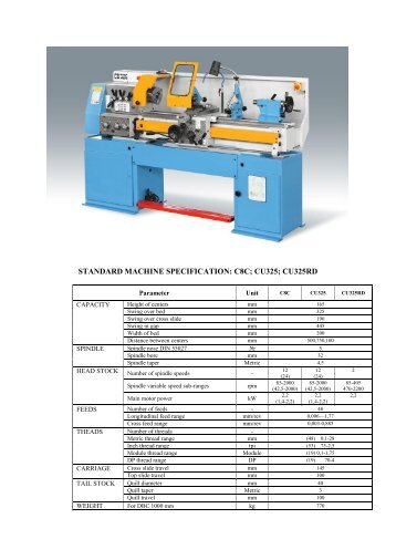 standard machine specification: c8c; cu325; cu325rd - Surplex