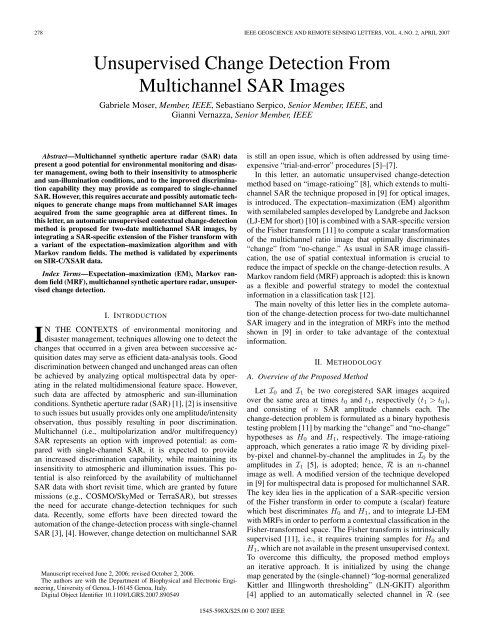 Unsupervised Change Detection From Multichannel ... - IEEE Xplore