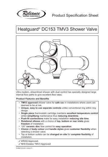 RWC Heatguard DC153 TMV3 Shower Spec Sheet