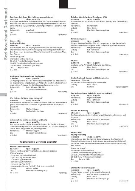 Das Programm - Kolping-Bildungsstätte Soest