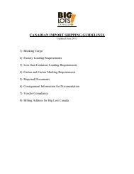 CANADIAN IMPORT SHIPPING GUIDELINES - Big Lots