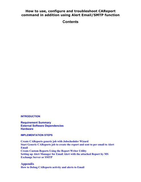 How to use, configure and troubleshoot CAReport ... - SupportConnect