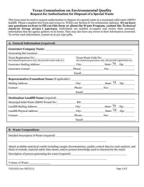 Texas Commission on Environmental Quality - TCEQ e-Services ...