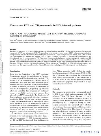 Concurrent PCP and TB pneumonia in HIV infected ... - ResearchGate