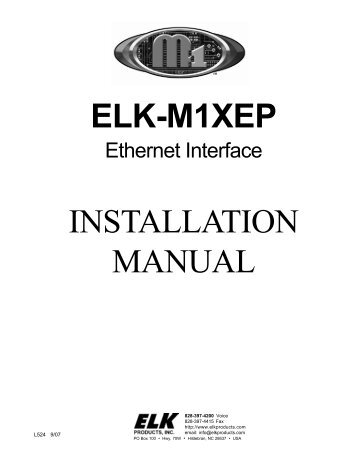 elk-m1xep installation manual - Homesecuritystore Download Server