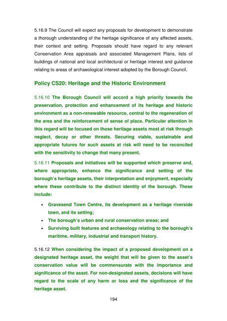 Proposed Submission: Gravesham Local Plan Core Strategy