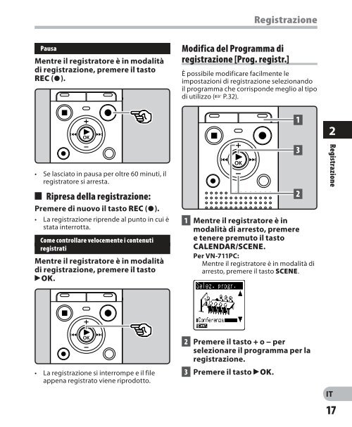 istruzioni dettagliate registratore vocale digitale - Olympus