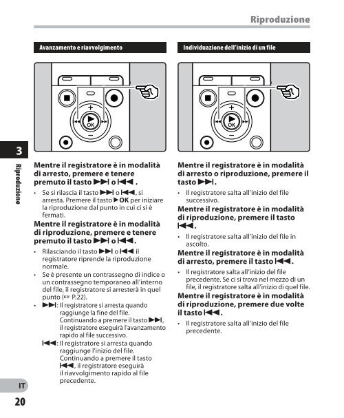 istruzioni dettagliate registratore vocale digitale - Olympus