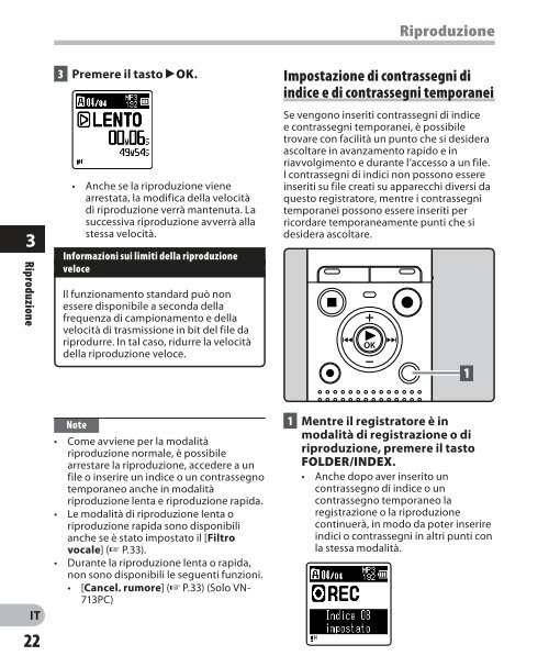 istruzioni dettagliate registratore vocale digitale - Olympus