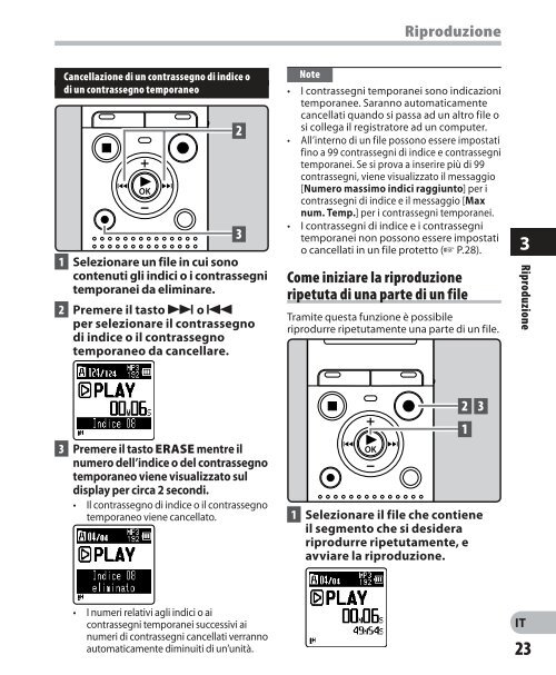 istruzioni dettagliate registratore vocale digitale - Olympus