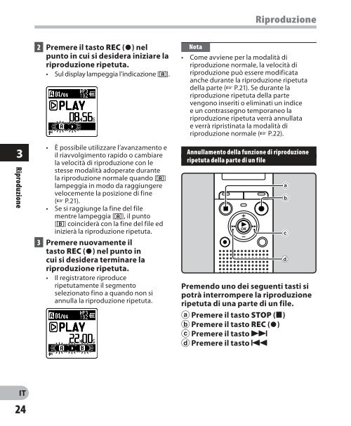 istruzioni dettagliate registratore vocale digitale - Olympus