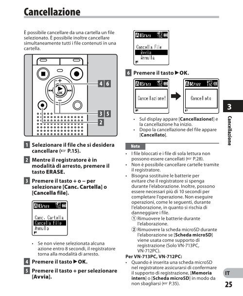 istruzioni dettagliate registratore vocale digitale - Olympus