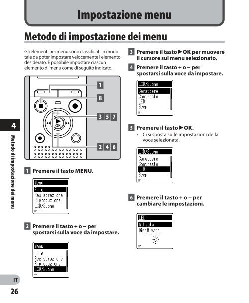 istruzioni dettagliate registratore vocale digitale - Olympus