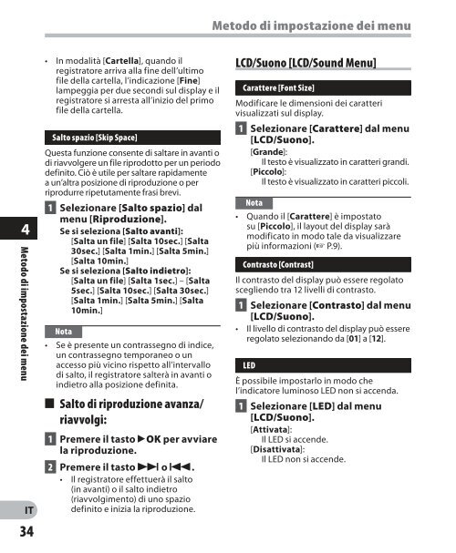 istruzioni dettagliate registratore vocale digitale - Olympus