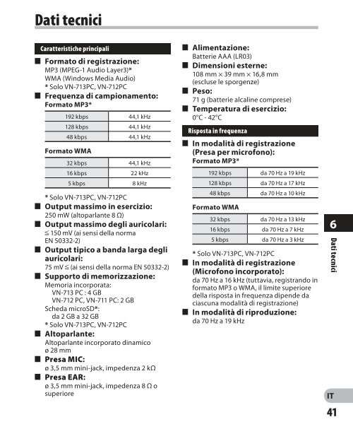 istruzioni dettagliate registratore vocale digitale - Olympus