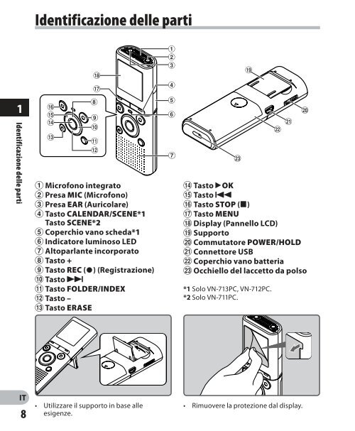 istruzioni dettagliate registratore vocale digitale - Olympus