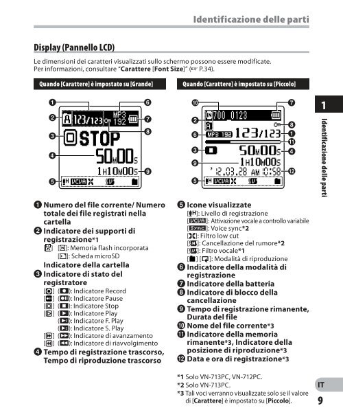 istruzioni dettagliate registratore vocale digitale - Olympus