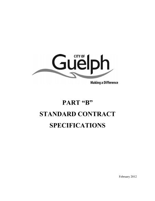 Part B Standard Contract Specifications 2012 - City of Guelph