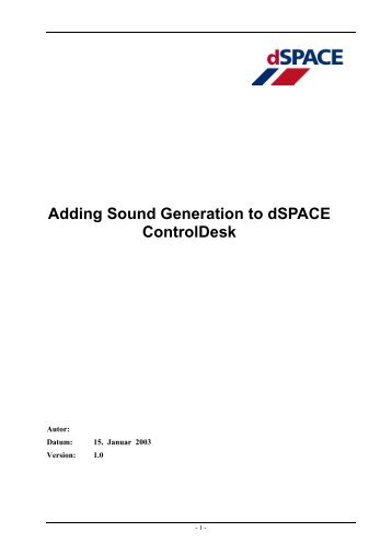 Adding Sound Generation to dSPACE ControlDesk