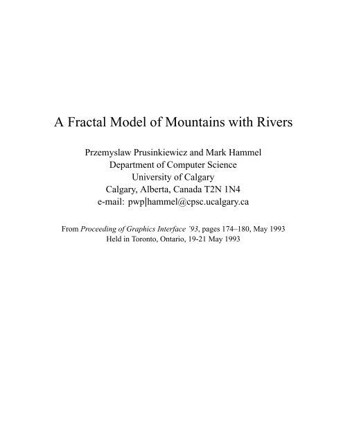 Algorithmic Botany A Fractal Model of Mountains with Rivers - Algorithmic Botany