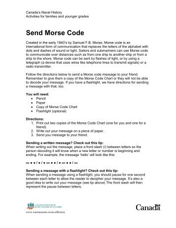 Send Morse Code (Download PDF) - Canadian War Museum