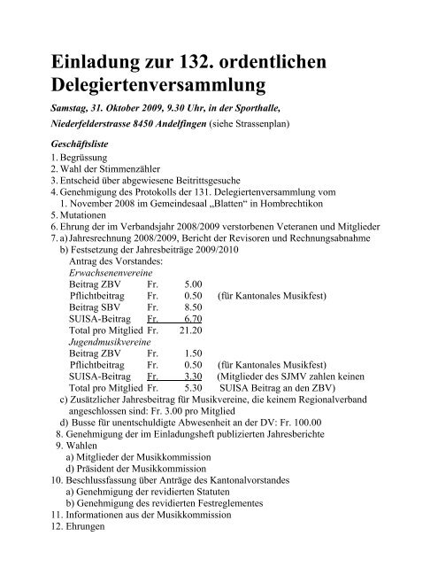 Einladung zur 132. ordentlichen Delegiertenversammlung