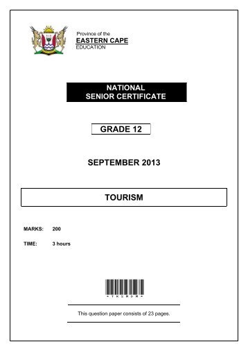 GRADE 12 SEPTEMBER 2013 TOURISM - Ecexams.co.za