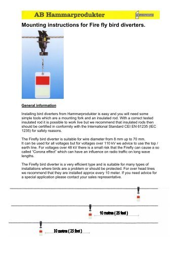 Mounting instructions for Fire fly bird diverters. - drive-electric.hu