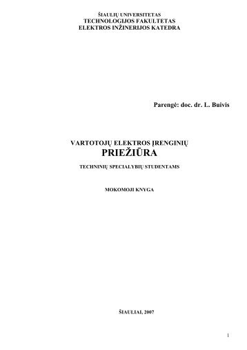 Elektros Å«kio eksploatavimas - Technologijos fakultetas - Å iauliÅ³ ...