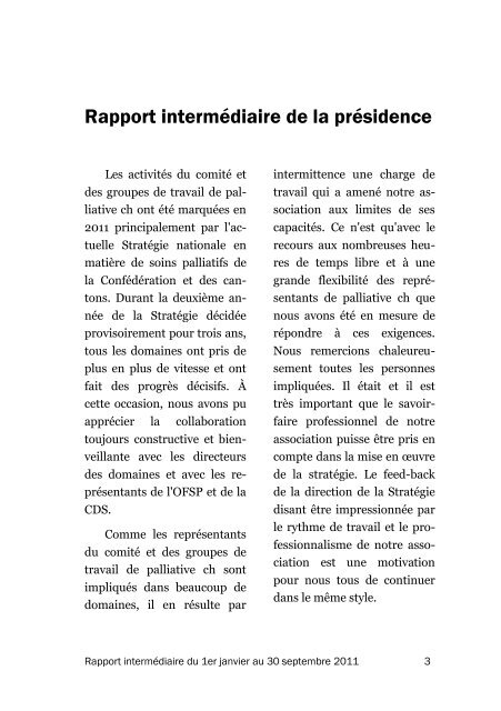 Rapport intermédiaire du 1er janvier au 30. septembre ... - Palliative ch