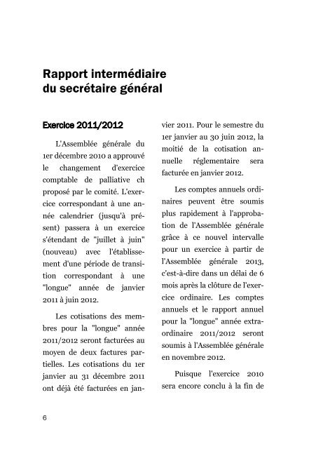 Rapport intermédiaire du 1er janvier au 30. septembre ... - Palliative ch